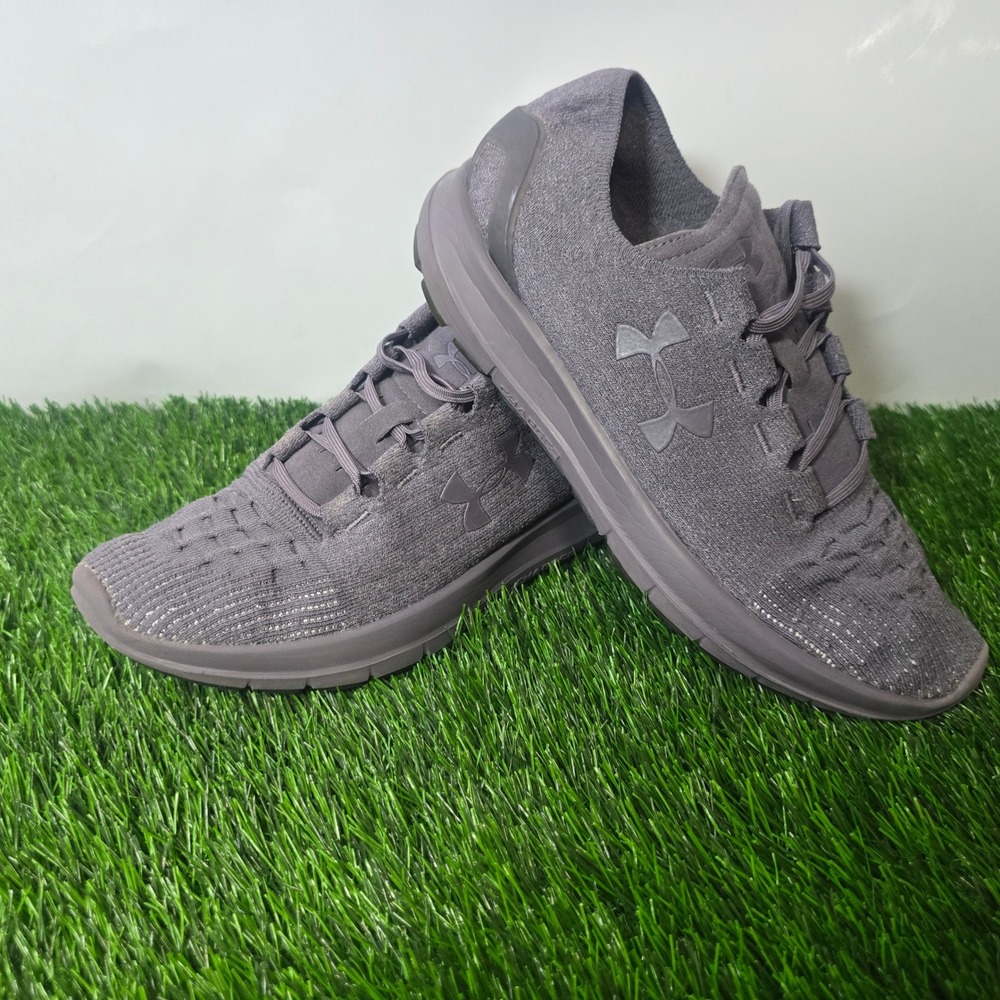 Under Armour 9.5 Gray Charged Running Shoes Womens Knit Athletic Sneakers